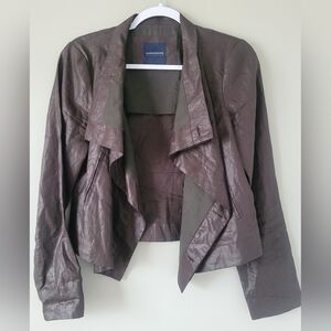 Magaschoni Women's Luxury Linen/Cotton Cropped Jacket Brown Small